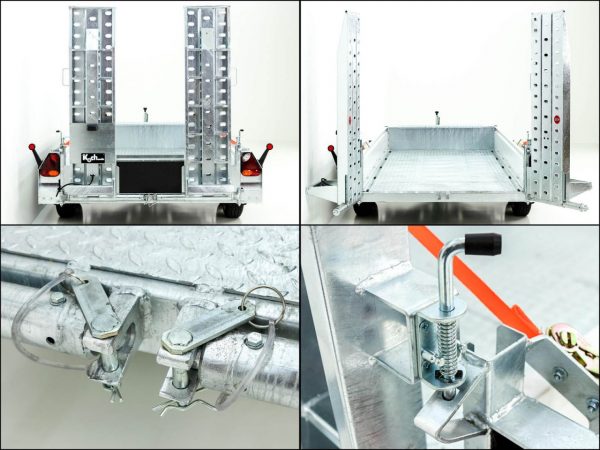 Vezeko Baumaschinenanhänger BA 155x360cm 3,5t|SB|Schwenk-Rampen|grau – Bild 16